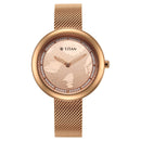 TITAN Glitz Rose Gold Dial Stainless Steel Strap Watch for Women