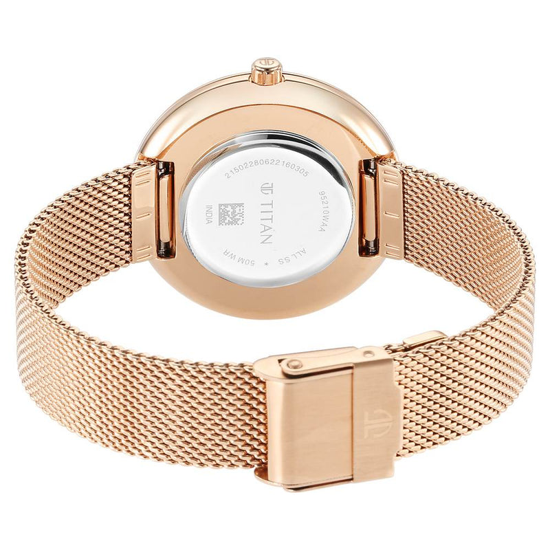 Glitz Rose Gold Dial Stainless Steel Strap Watch for Women