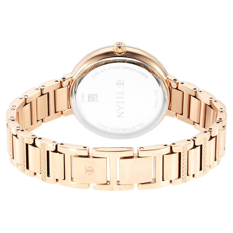 Glitz Rose Gold Dial Stainless Steel Strap Watch for Women