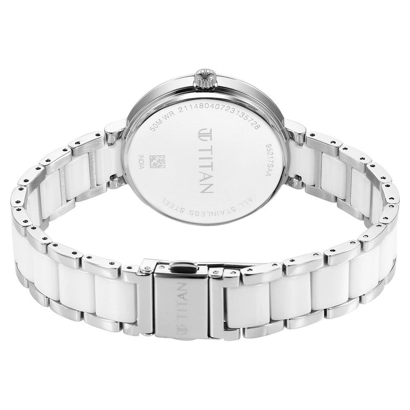 Titan Purple ceramics Quartz Analog Mother Of Pearl Dial Steel & Ceramic Strap Watch for Women