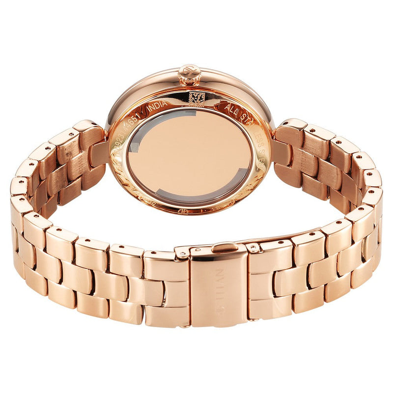 Titan Purple Abstract Quartz Analog Rose Gold Stainless Steel Strap for Women