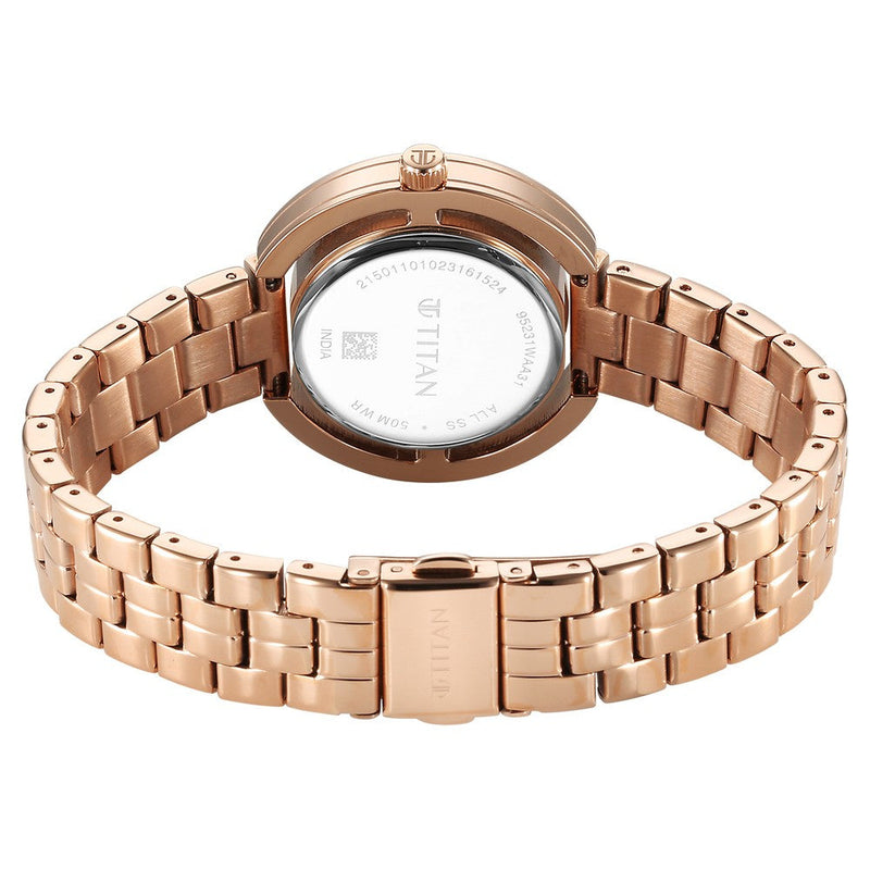 Titan Purple Abstract Quartz Analog Rose Gold Stainless Steel Strap for Women