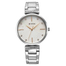 Titan Purple Style Up Quartz Analog Mother Of Pearl Dial Stainless Steel Strap Watch for Women