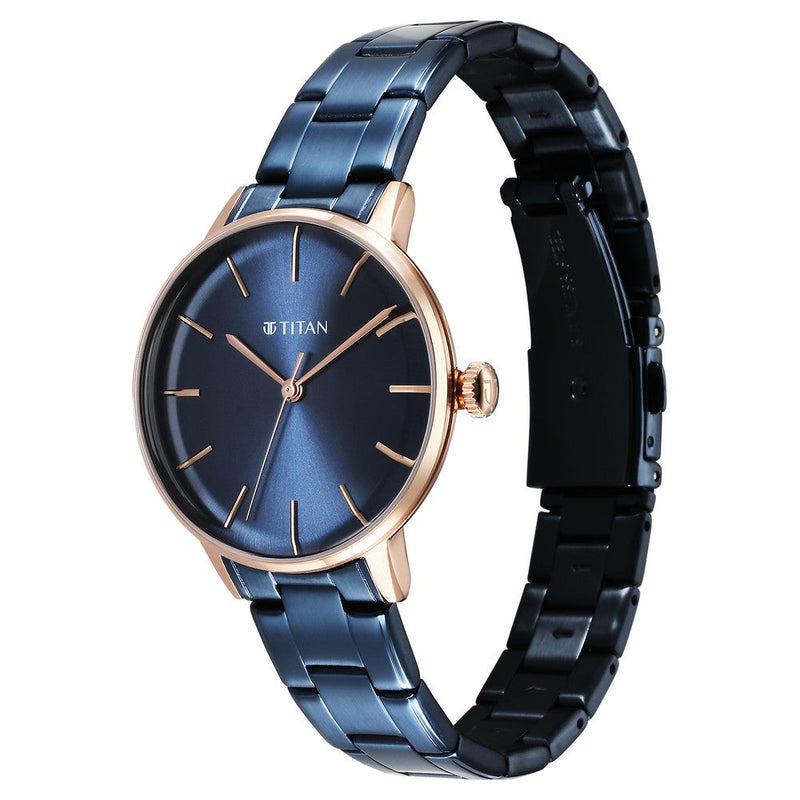 Titan TGIF Quartz Analog Blue Dial Blue Stainless Steel Strap Watch for Women