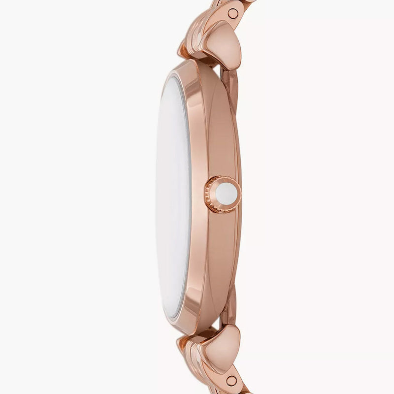 EMPORIO ARMANI TWO-HAND ROSE GOLD-TONE STAINLESS STEEL WATCH