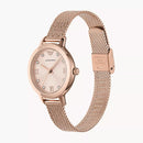 EMPORIO ARMANI THREE-HAND ROSE GOLD-TONE STAINLESS STEEL MESH WATCH