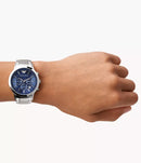 Emporio Armani Men's Chronograph Blue Dial Stainless Steel Renato Fashion Quartz Watch