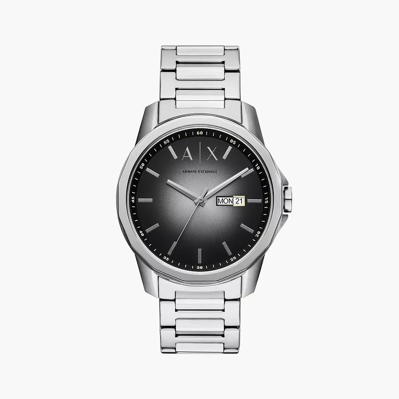 Armani Exchange Three-Hand Day-Date Stainless Steel Watch