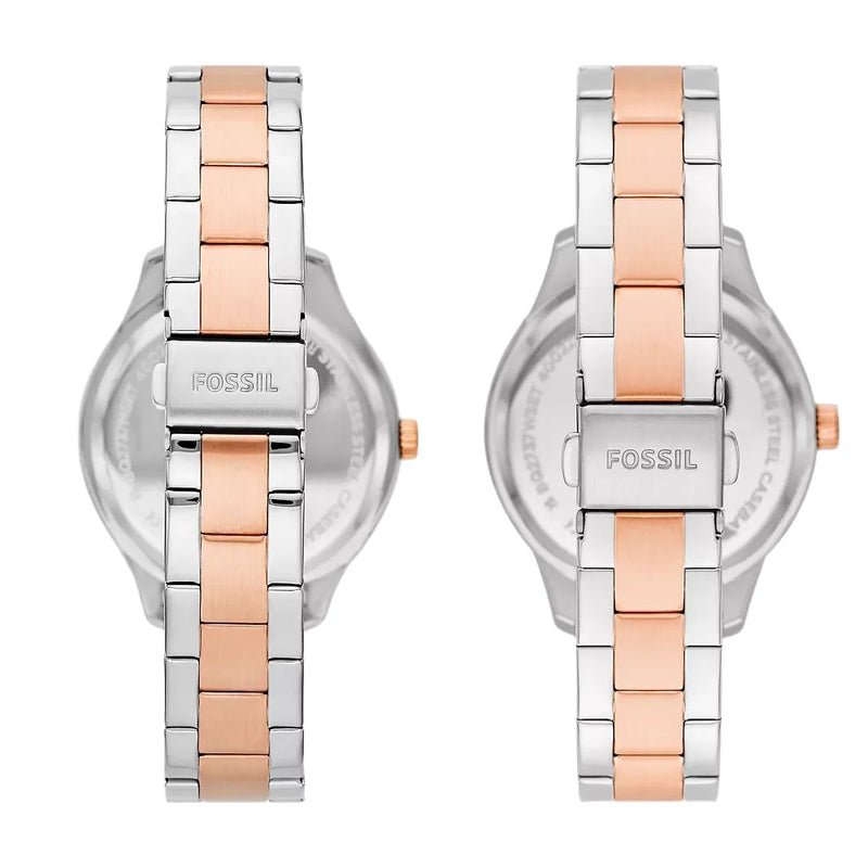 Fossil Gift Set 2-Tone Stainless Steel Couple Set Watches