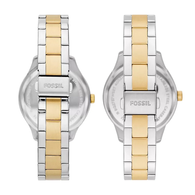 Fossil Gift Set 2-Tone Stainless Steel Couple Set Watches