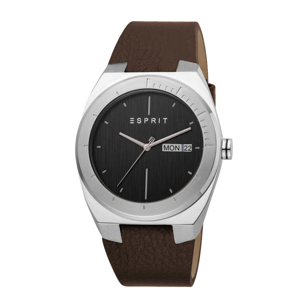 Esprit Men's Strike 3Hd Fashion Quartz Black Leather Strap