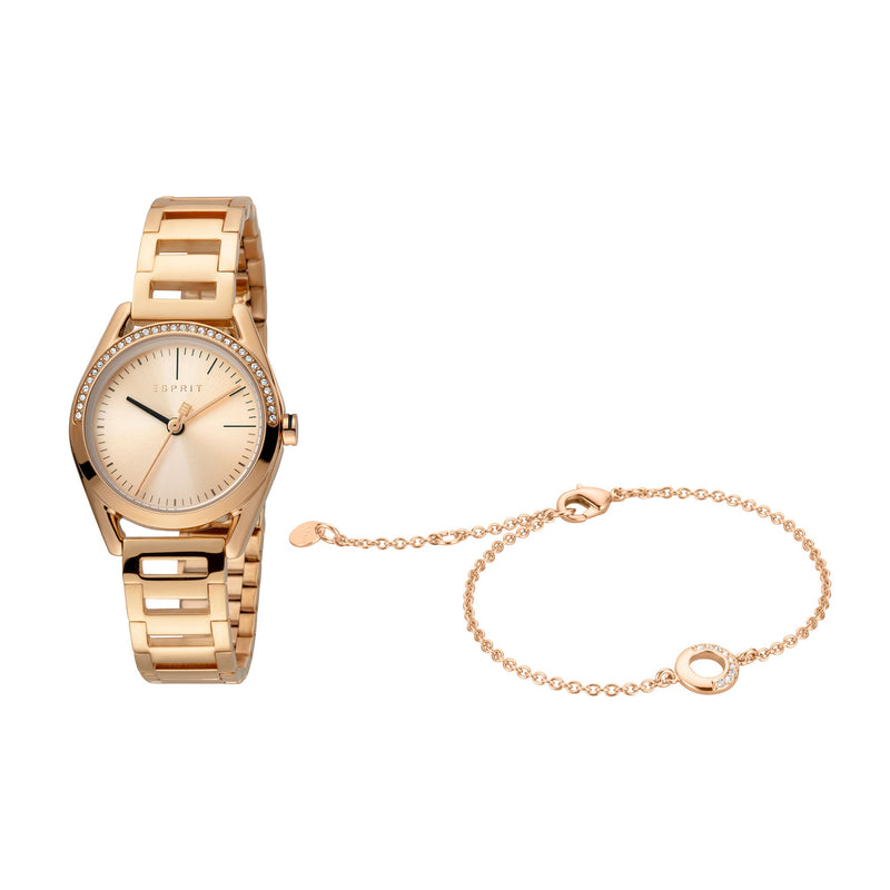 Esprit Women's Lock Stones Fashion Quartz Rose Gold Watch