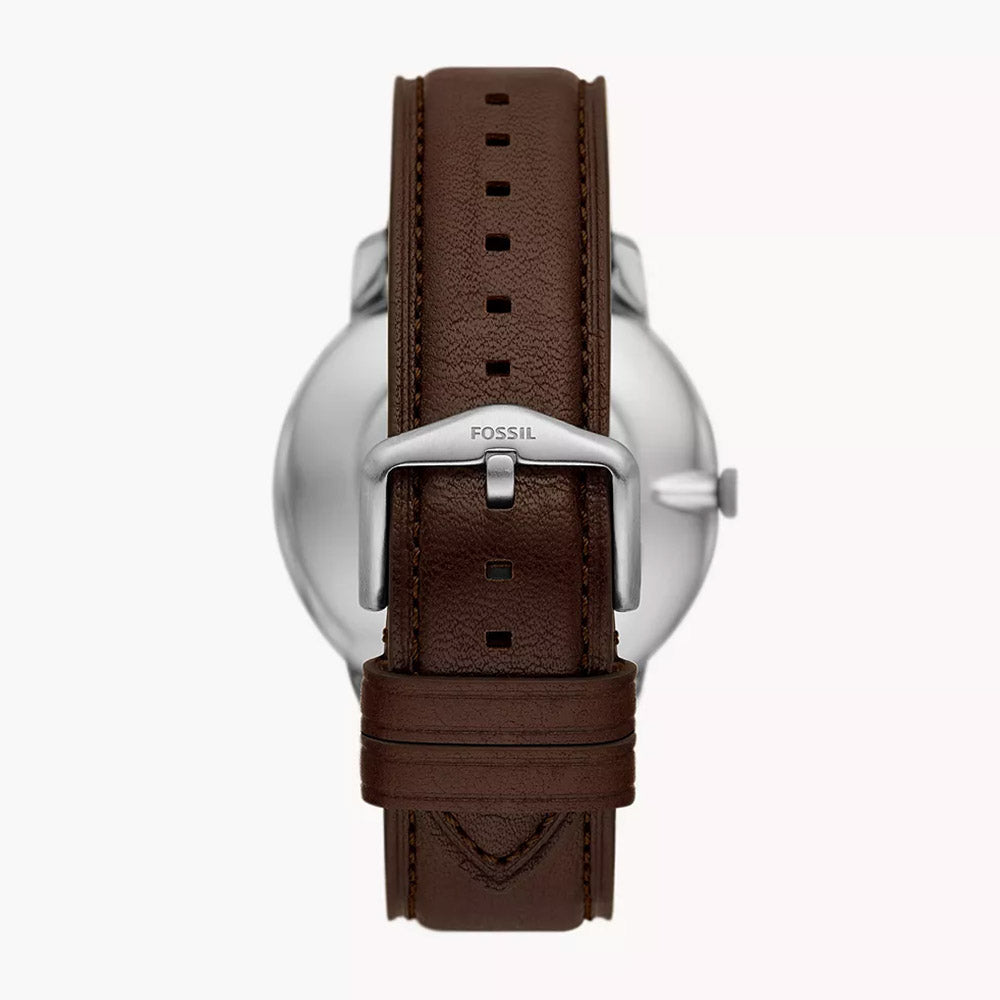 fossil minimalist three hand striped tan leather