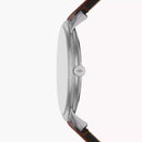 Fossil Minimalist Three-Hand Brown Leather Watch And Bracelet Box Set