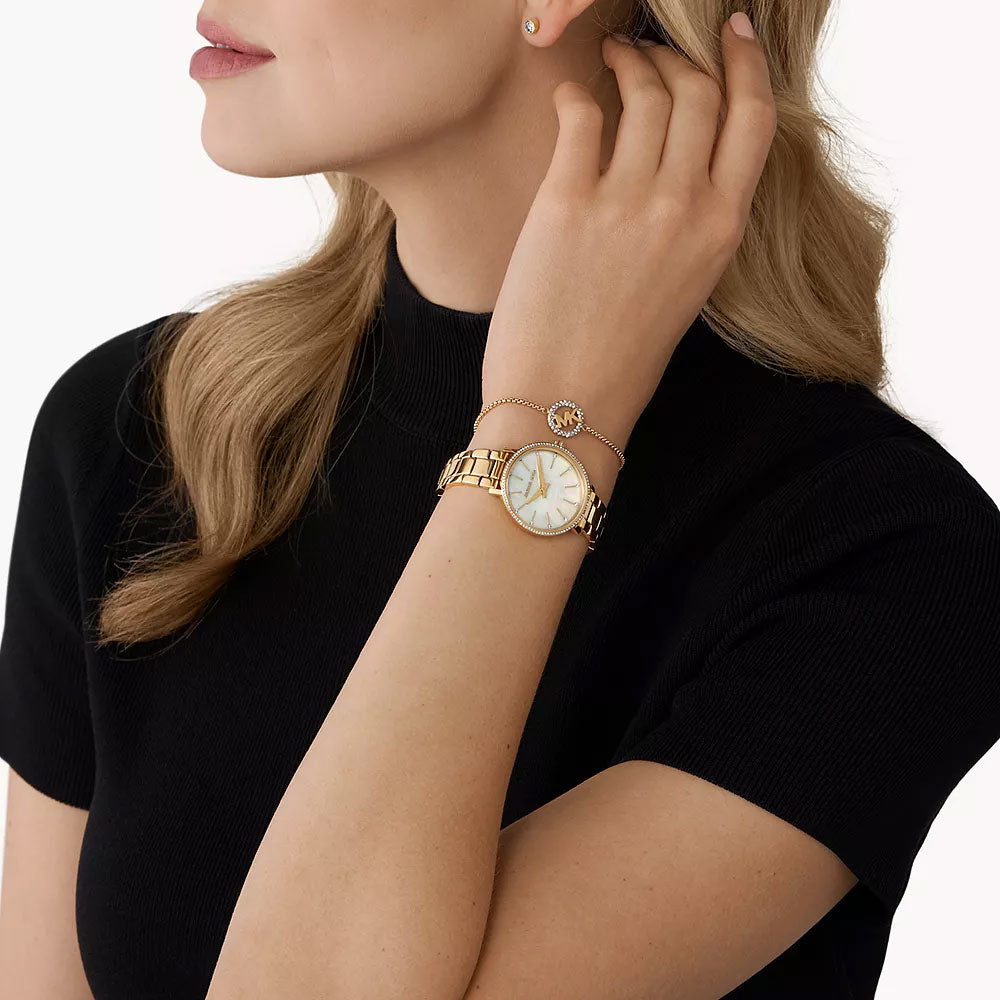 Michael Kors Women\'s Watch MK1065SET Quartz Mother of Pearl Dial Gold St… Michael Kors Pyper Two-Hand Gold-Tone Stainless Steel  main image 4