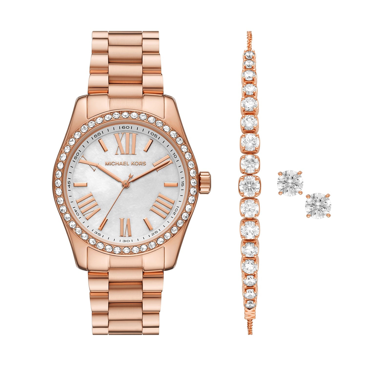 Michael Kors Lexington Three-Hand Rose Gold-Tone Stainless Steel Watch