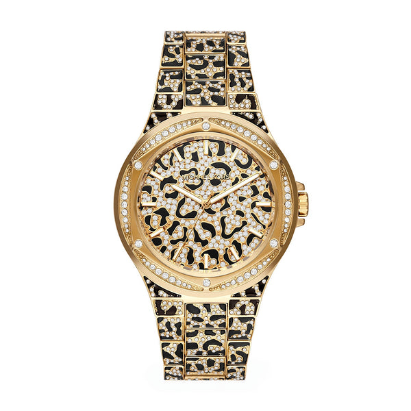 Michael Kors Lennox Three-Hand Black And Gold-Tone Stainless Steel Watch