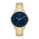 Armani Exchange Men's Three-Hand Gold-Tone Stainless Steel Blue Dial Watch