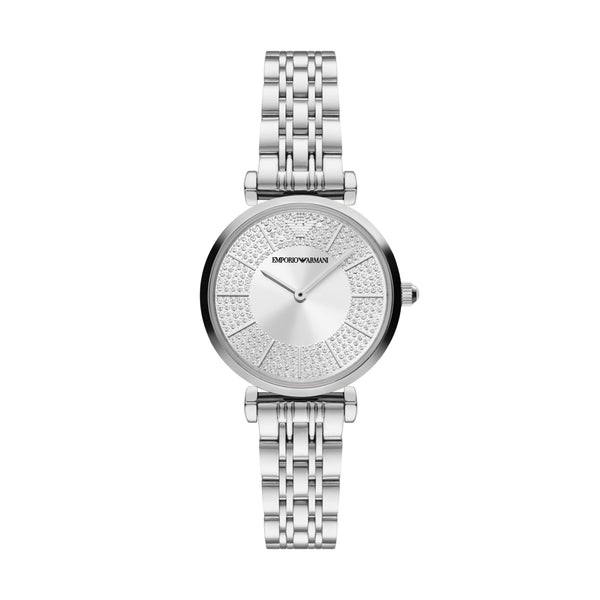 EMPORIO ARMANI TWO-HAND STAINLESS STEEL LADIES WATCH