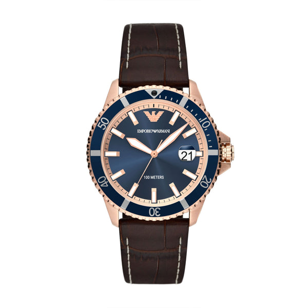 EMPORIO ARMANI DIVER MEN'S PRO-PLANET LEATHER WATCH