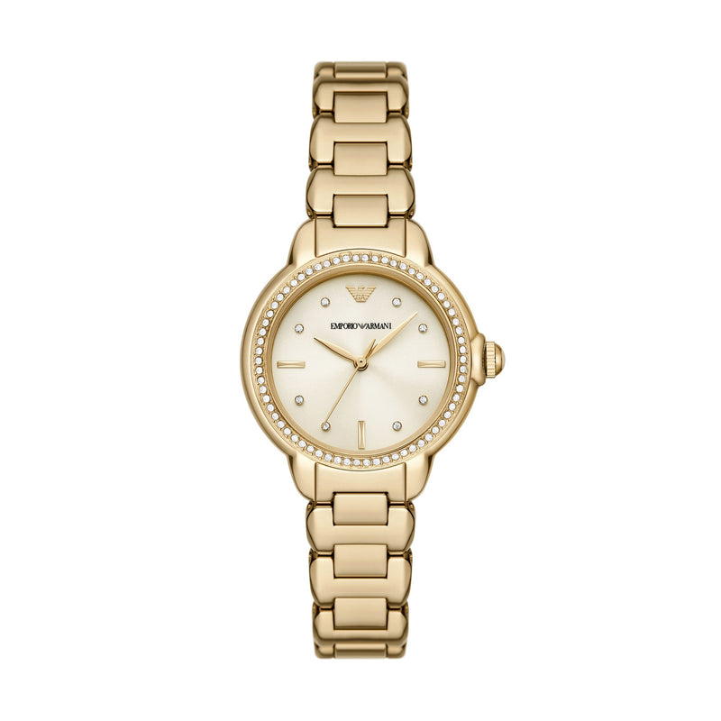 Emporio Armani Three-Hand Gold-Tone Stainless Steel Bracelet Watch