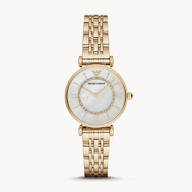 EMPORIO ARMANI WOMEN'S TWO-HAND GOLD-TONE STAINLESS STEEL WATCH