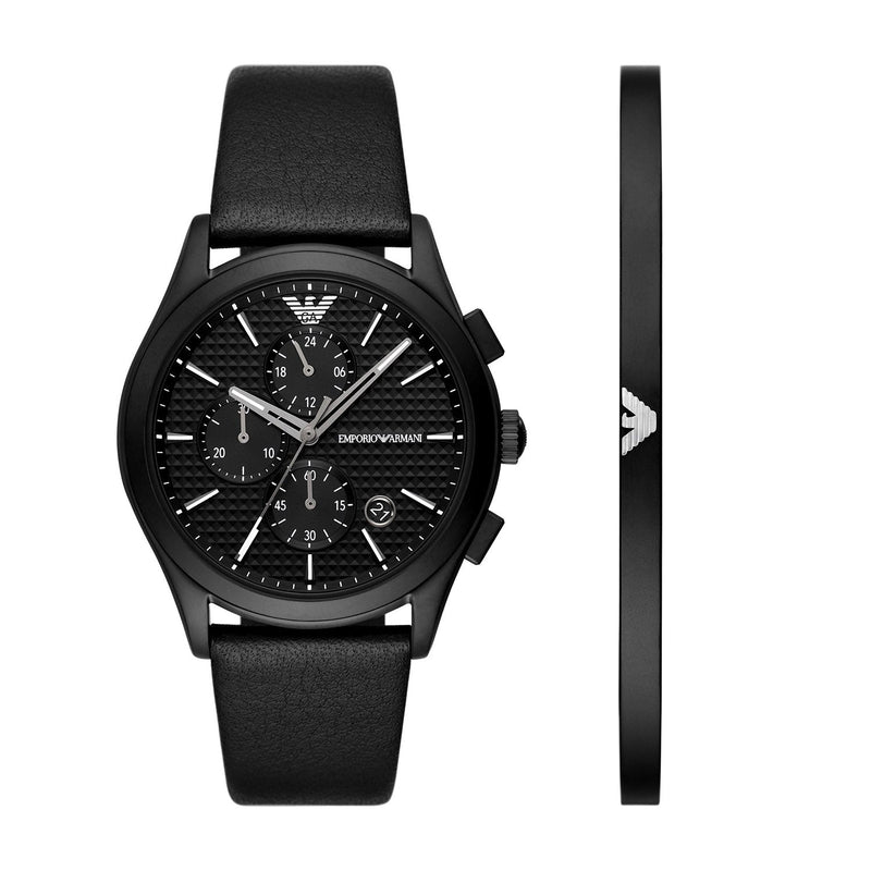 Emporio Armani Paolo Black Stainless Steel Set Men's Watch