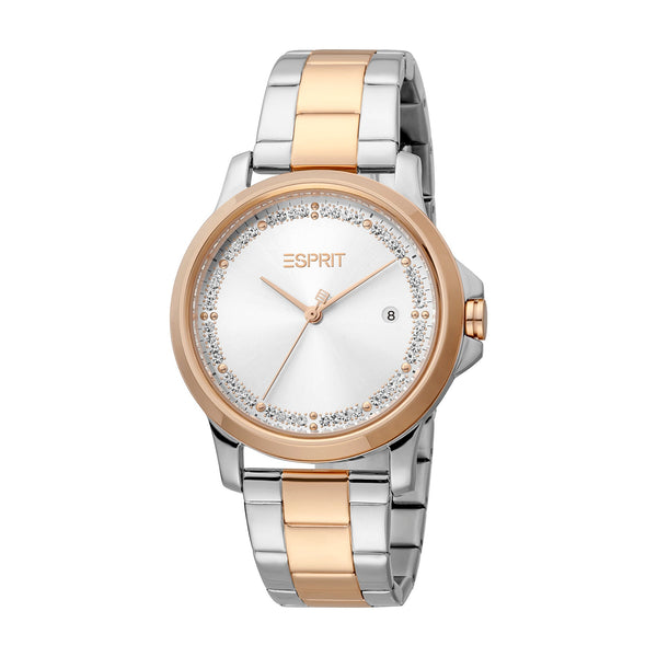 Esprit Women's 2 Hands With Date Fashion Quartz Analog Two Tone Silver and Rose Gold Watch