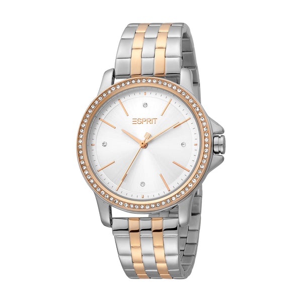 Esprit Women's 2 Hands Fashion Quartz Analog Two Tone Silver and Rose Gold Watch