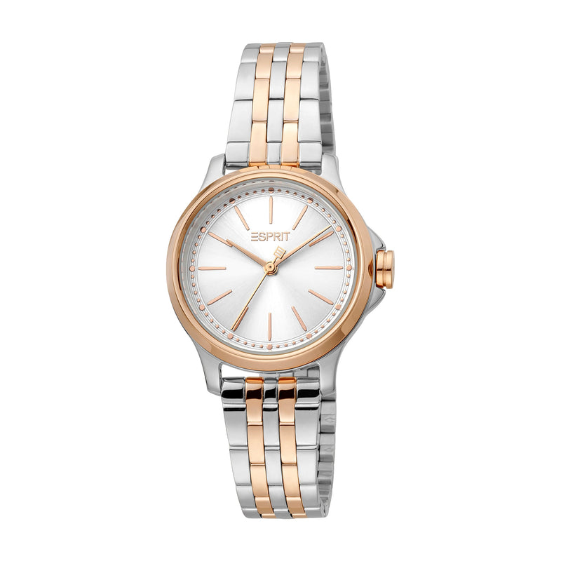 Esprit Women's 2 Hands Fashion Quartz Analog Two Tone Silver and Rose Gold Watch