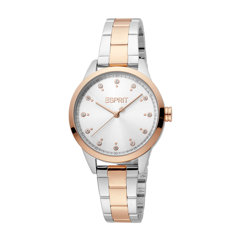 Esprit Women's 2 Hands Fashion Quartz Analog Two Tone Silver and Rose Gold Watch