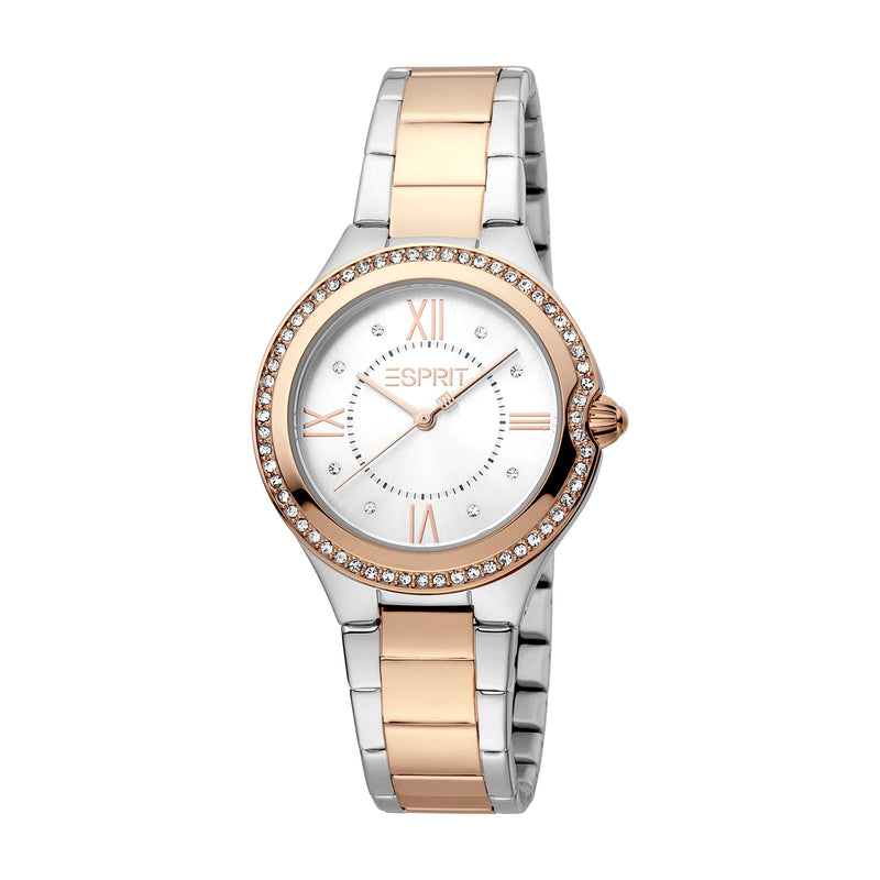 Esprit Women's 2 Hands Fashion Quartz Analog Two Tone Silver and Rose Gold Watch