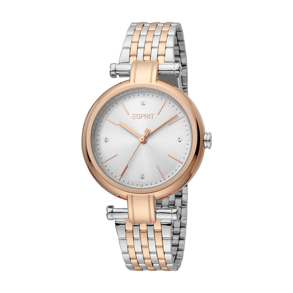 Esprit Women's 2 Hands Fashion Quartz Analog Two Tone Silver and Rose Gold Watch