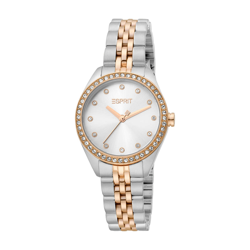 Esprit Women's 2 Hands Fashion Quartz Analog Two Tone Silver and Rose Gold Watch