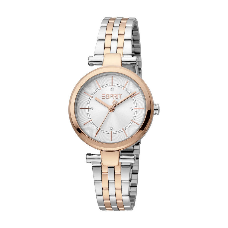 Esprit Women's 2 Hands Fashion Quartz Analog Two Tone Silver and Rose Gold Watch