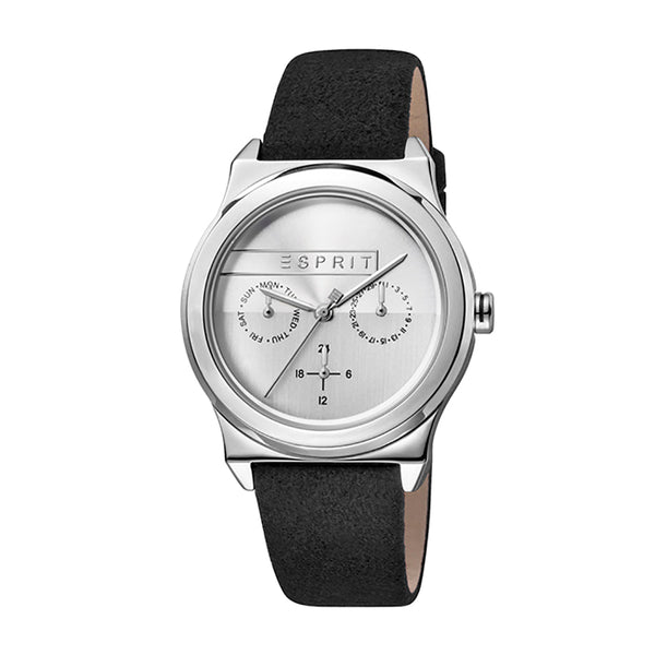 Esprit Women's Magnolia Multi Fashion Quartz Black Leather Strap