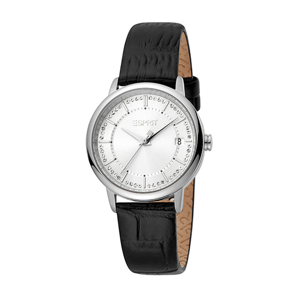 Esprit Women's Harper Fashion Quartz Black Leather Strap