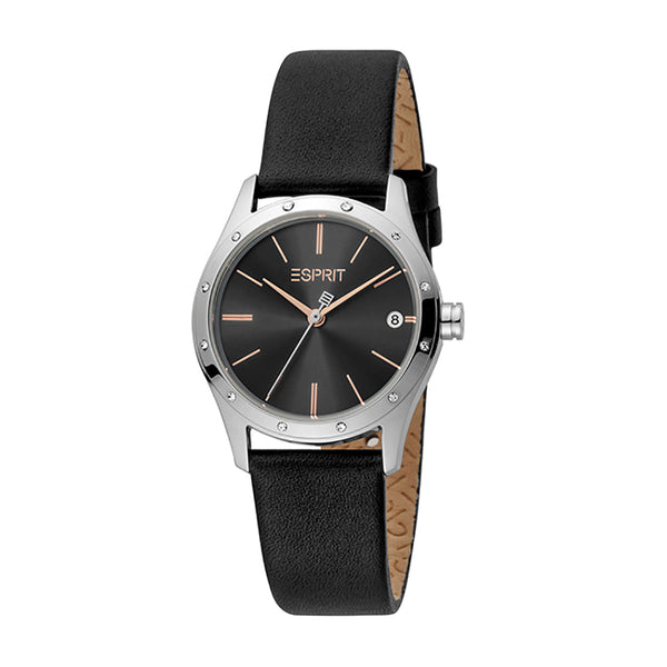 Esprit Women's Nava Fashion Quartz Black Leather Strap