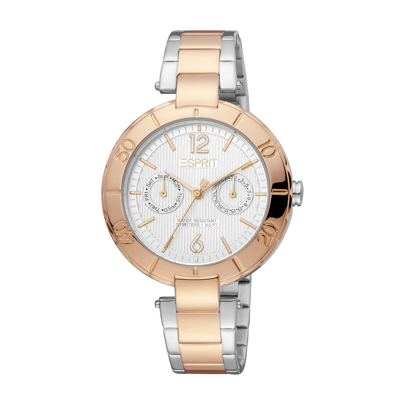 Esprit Women's Aria Multifunction Fashion Quartz Two Tone Silver and Rose Gold Watch