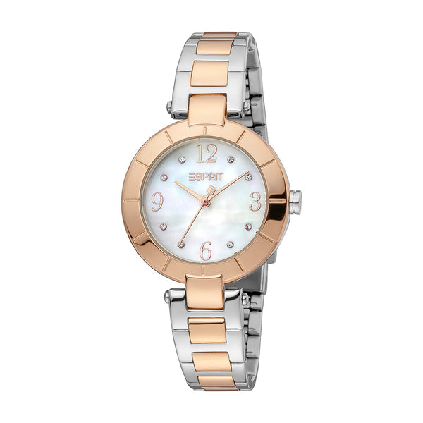 Esprit Women's Aria Set Fashion Quartz Two Tone Silver and Rose Gold Watch