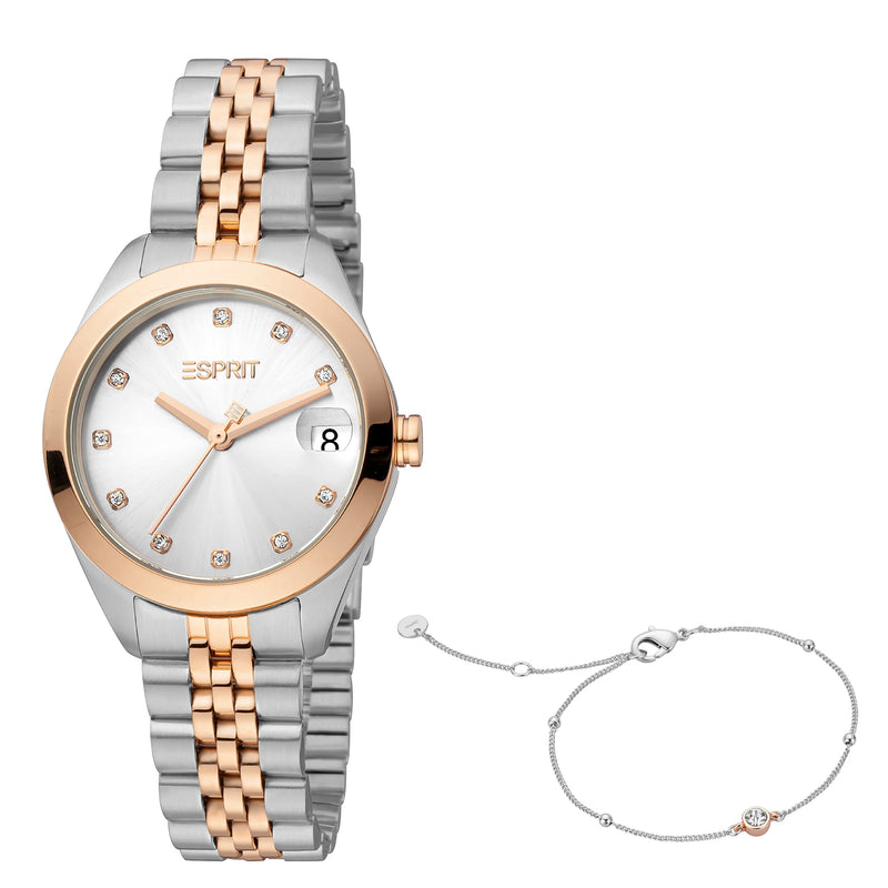 Esprit Women's Madison Fashion Quartz Two Tone Silver and Rose Gold Watch