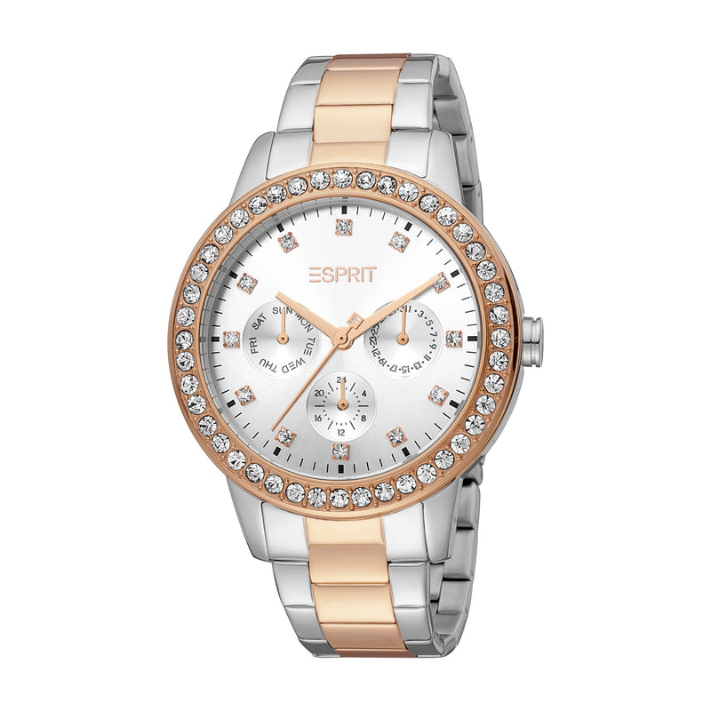 Esprit Women's Silvery Fashion Quartz Two Tone Silver and Rose Gold Watch