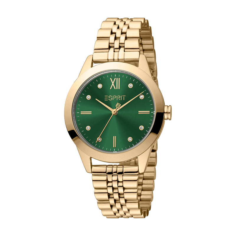 Esprit Women's Dark Green Dial Willow Fashion Quartz Gold Strap Watch With Bracelet