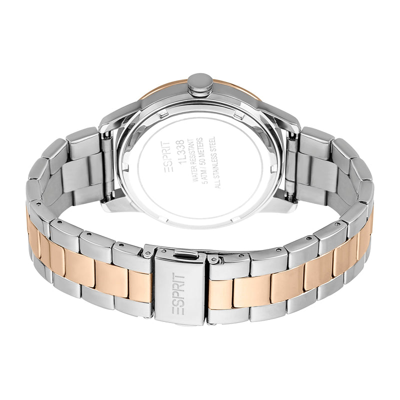 Esprit Women's Amara Fashion Quartz Two Tone Silver and Rose Gold Watch