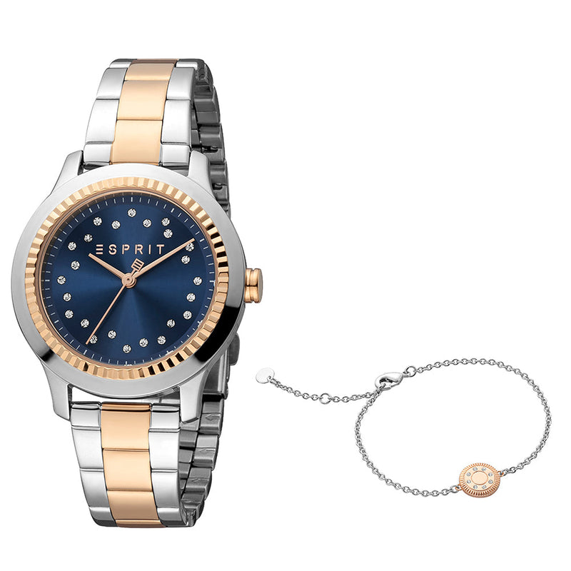 Esprit Women's Joyce Fashion Quartz Two Tone Silver and Rose Gold Watch