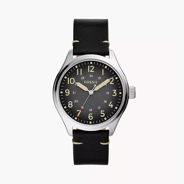 Fossil Easton Men's Black Leather Watch