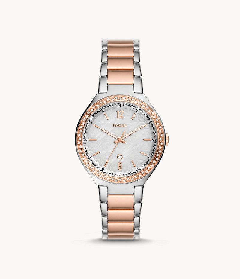 Fossil Ashtyn Three-Hand Date Two-Tone Stainless Steel Women's Watch - BQ3844