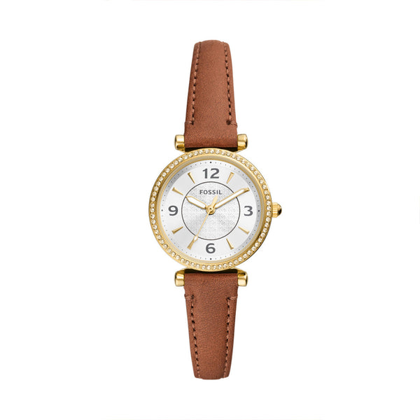 Fossil Carlie Women's Three-Hand Medium Brown Leather Watch - ES5297