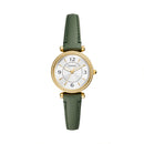 Fossil Carlie Women's Three-Hand Green Leather Watch - ES5298
