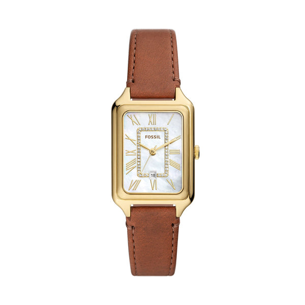 Fossil Raquel Three-Hand Date Medium Brown Litehide‰ã¢ Leather Watch